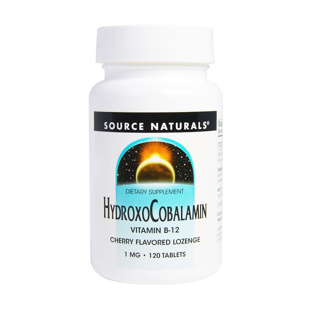 Вітамін B12 Гідроксокобаламін Source Naturals HydroxoCobalamin 1 мг, зі смаком вишні, 120 таблеток